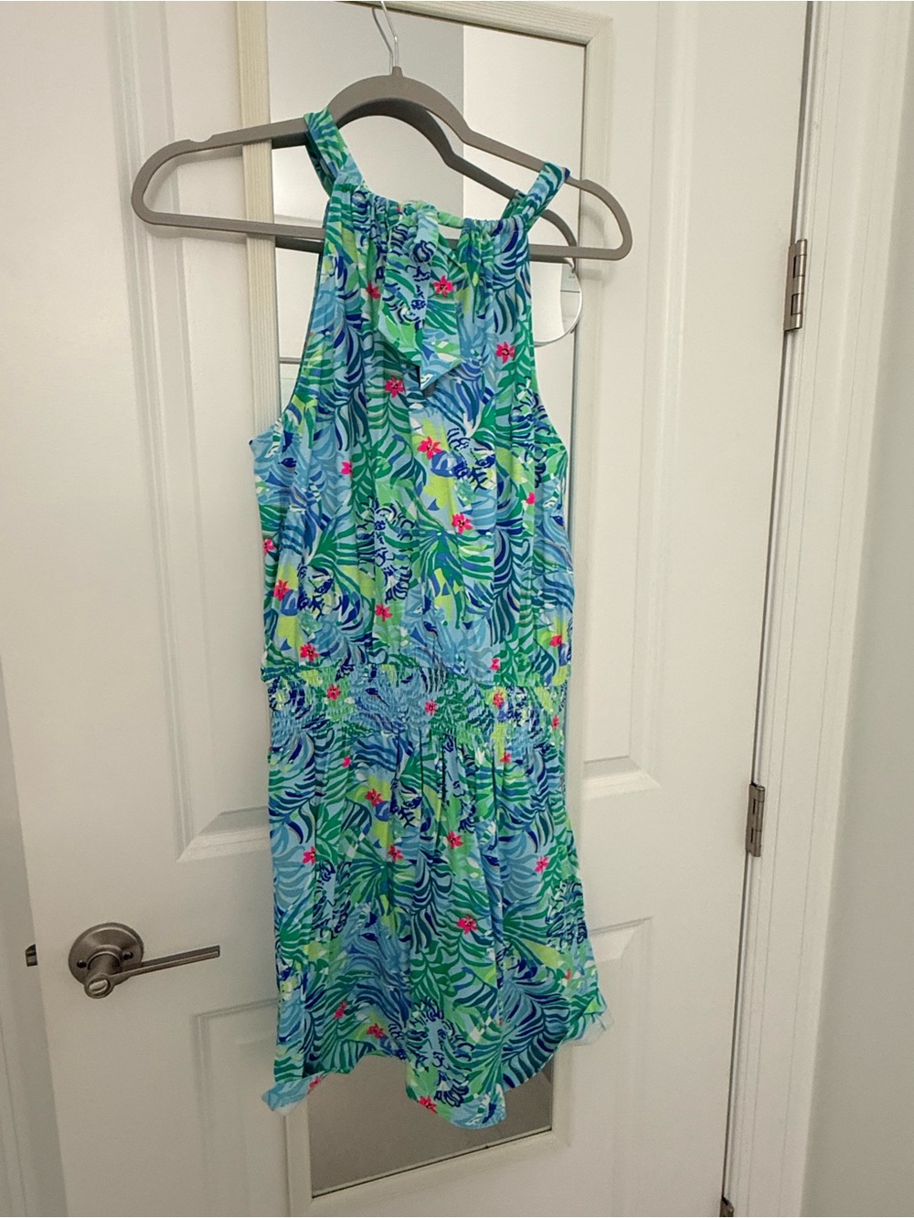 Lilly Pulitzer Tropical Blue & Green Halter One-Piece Romper